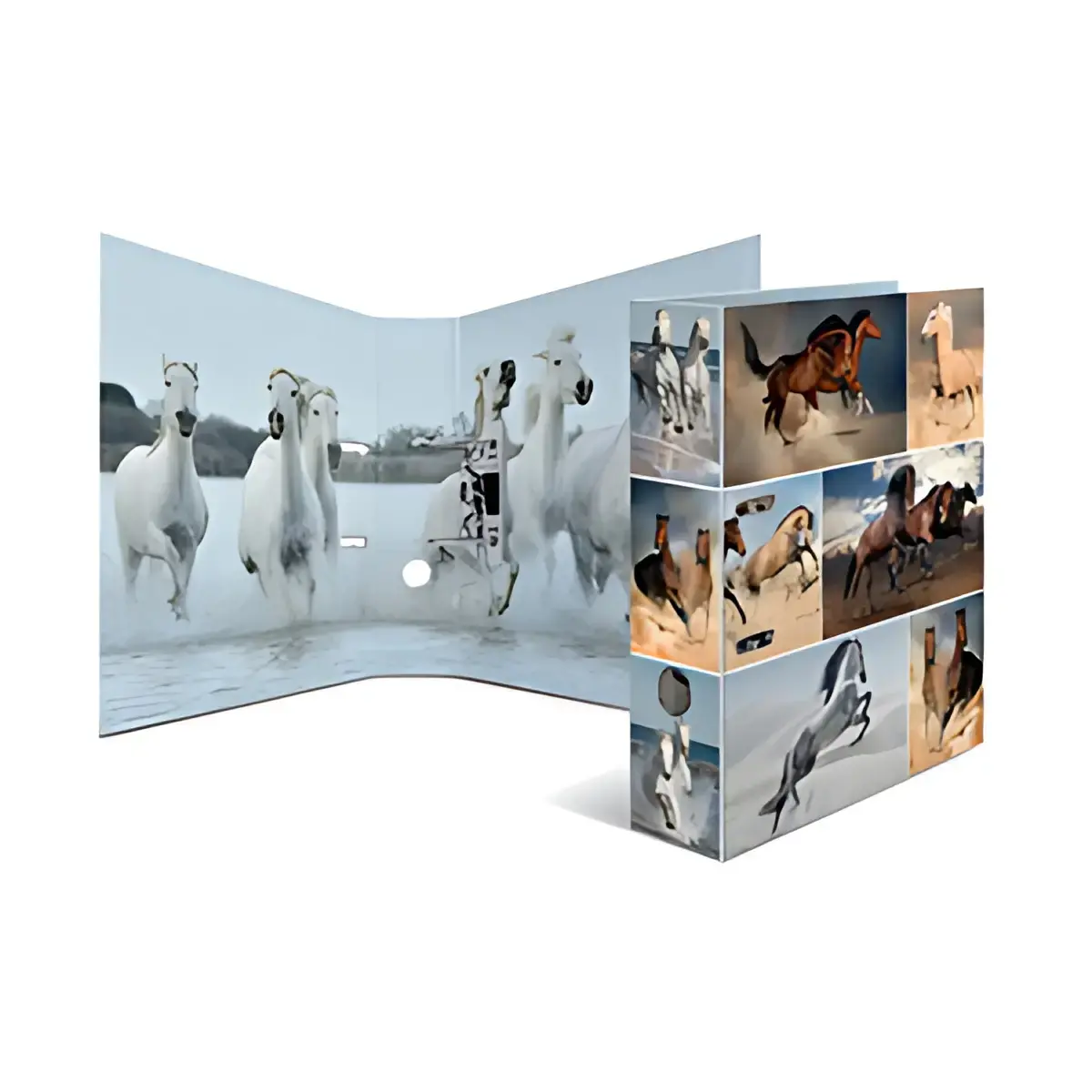 Classeur &agrave; levier &agrave; motifs Animals - A4 - chevaux - Herma 