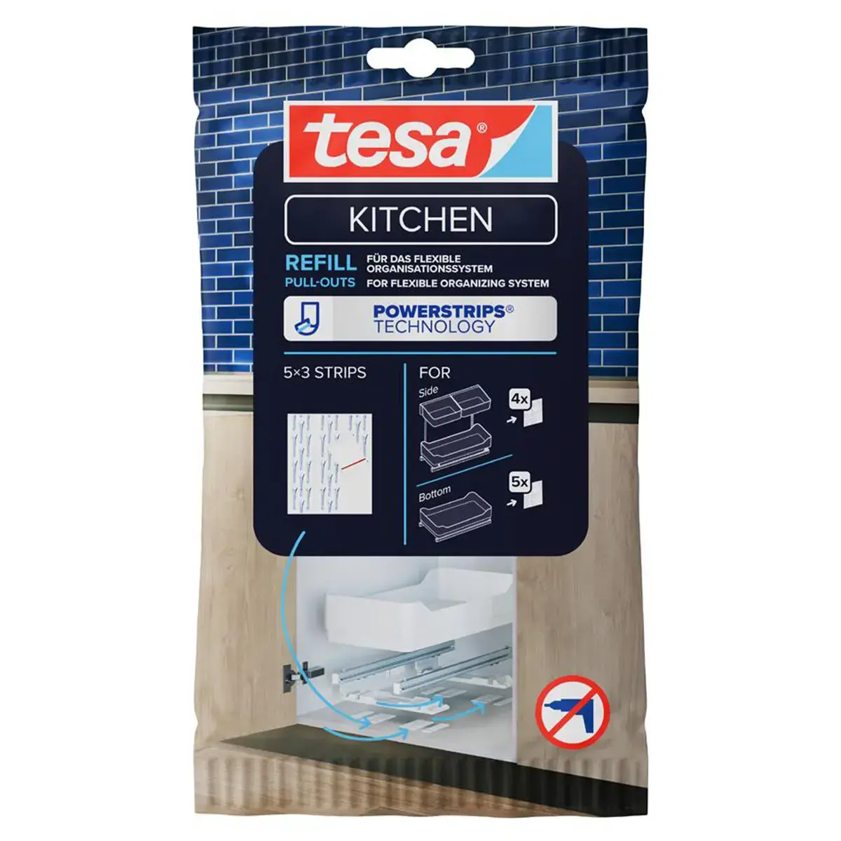 Languettes adh&eacute;sives Powerstrips pour tiroirs - Tesa 