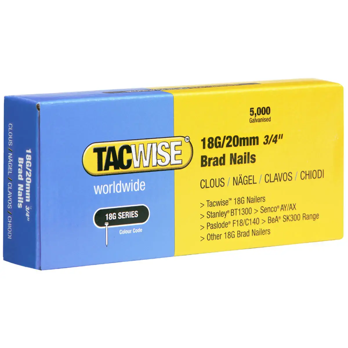 Clous 18G/50 mm, 5.000 pièces - Tacwise