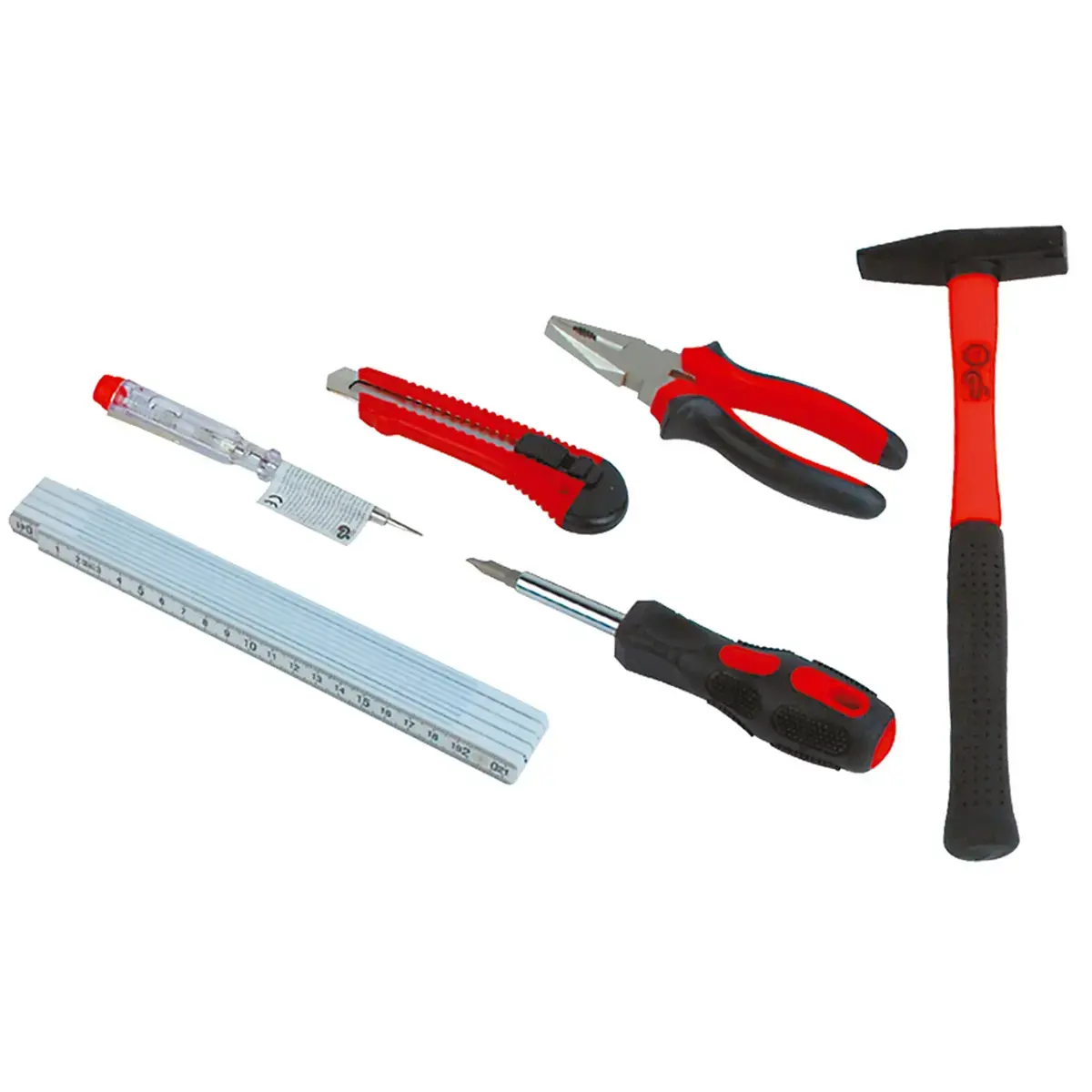 Sac avec kit d'outils 7 pi&egrave;ces, noir/rouge - Br&uuml;der mannesmann 