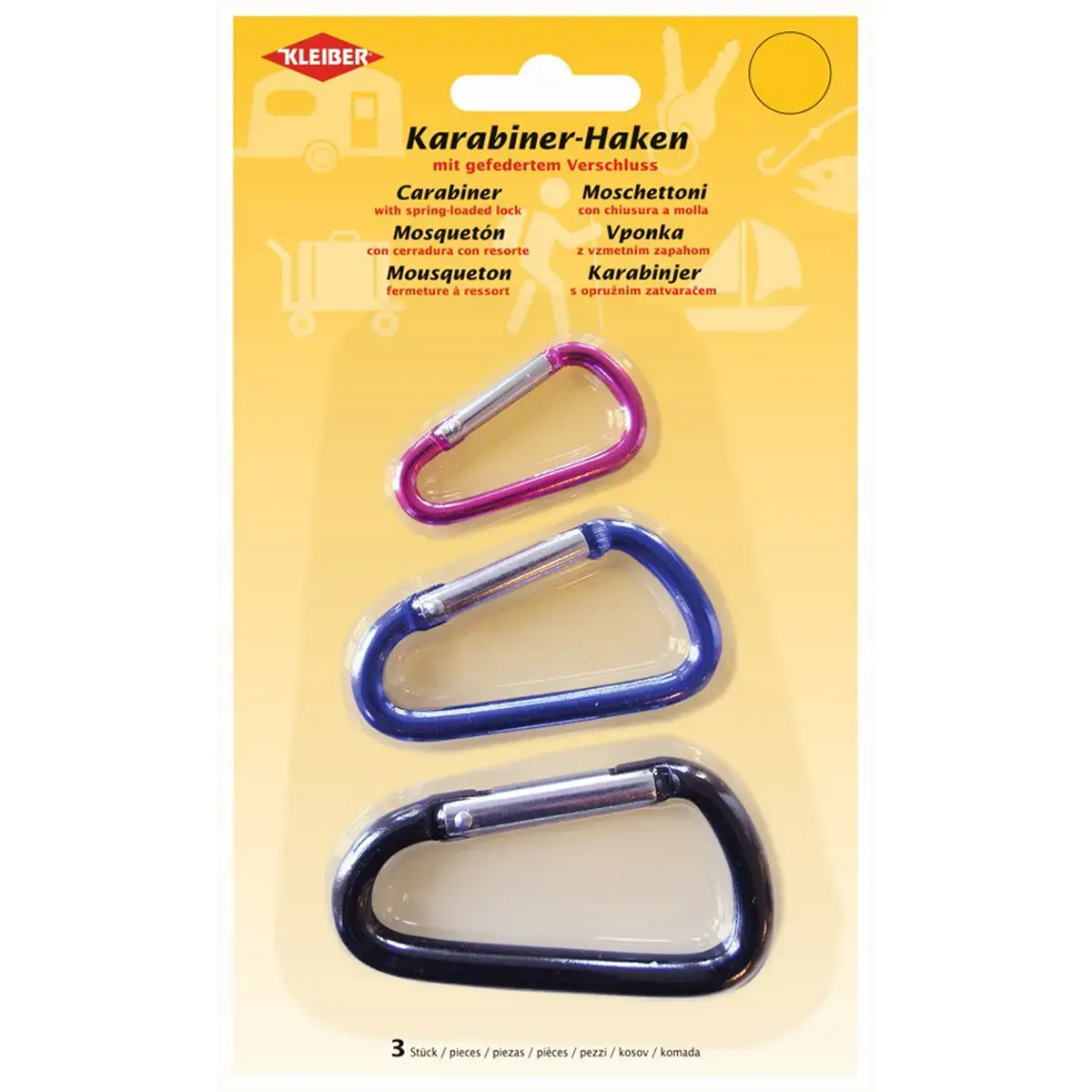 Mousqueton, set de 3, couleurs assorties - Kleiber 