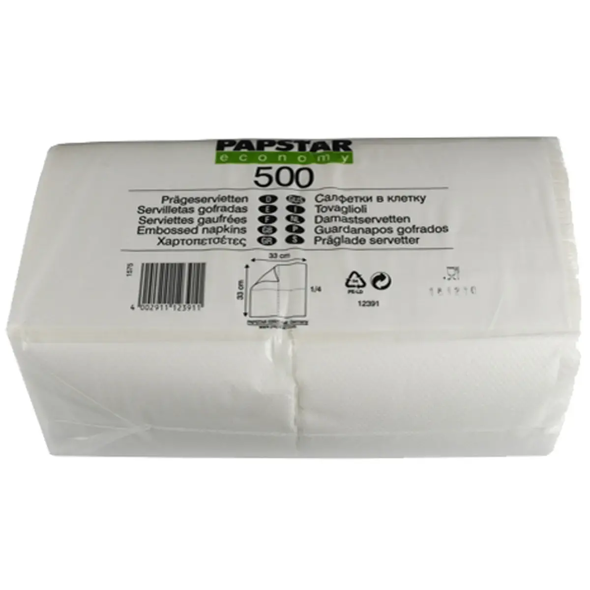 Serviette, 330 x 330 mm, 1 couche, blanc - Papstar 