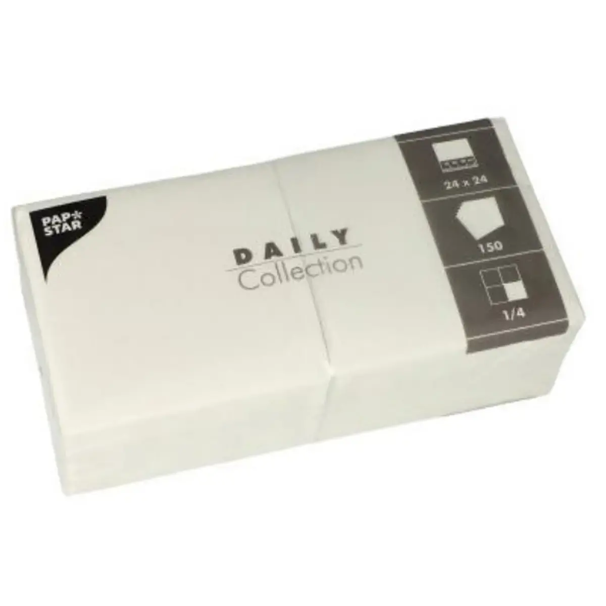Serviette cocktail, 240 x 240 mm, 3 couches, noir - Papstar