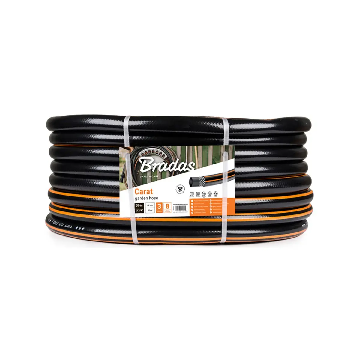 Tuyau d'arrosage CARAT, 1/2', noir/orange, 20 m - Bradas