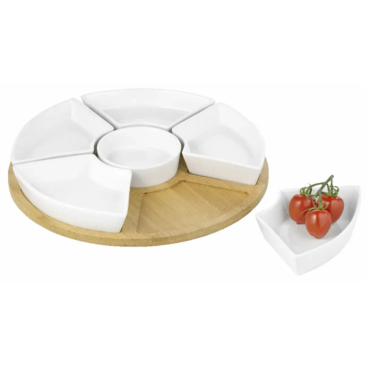 Set de service SUSAN, en bois/porcelaine, 7 pièces - Esmeyer
