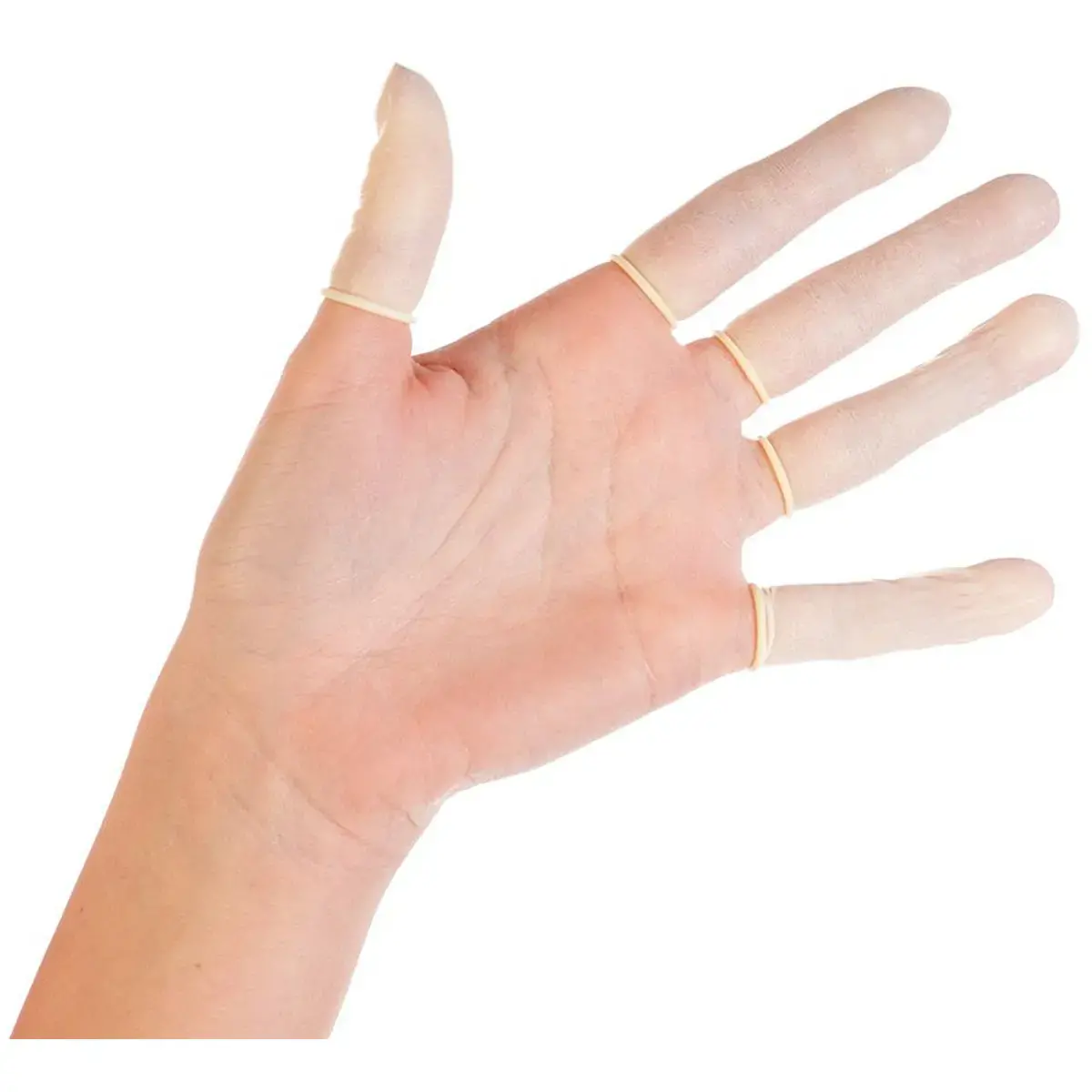 Doigtier en latex, sans poudre, M, blanc - Hygostar 