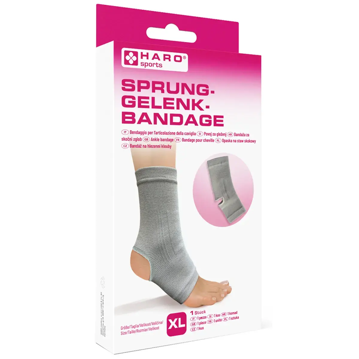 Bandage sportif 'Cheville', taille: XL, gris - Haro
