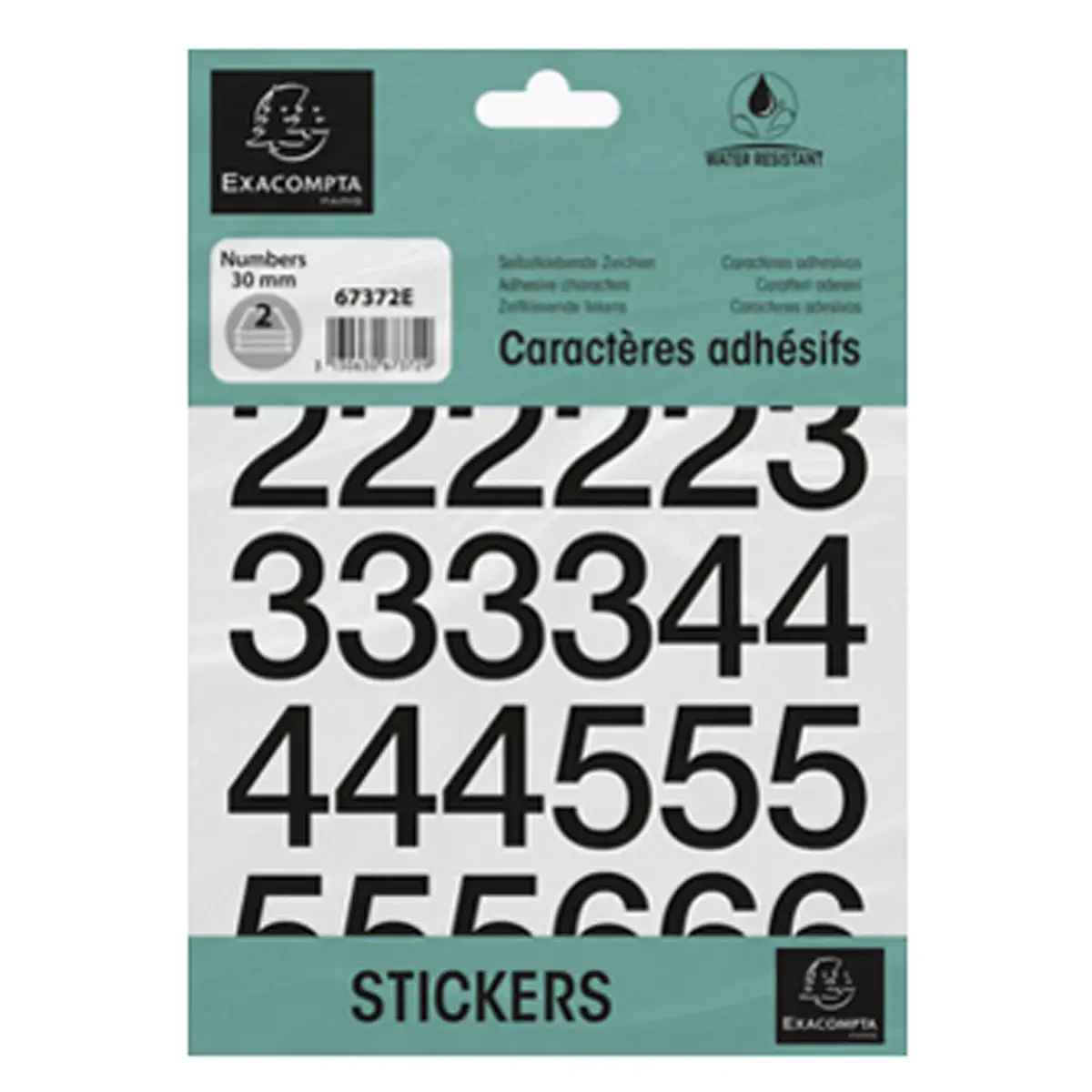 Chiffres auto-adhésifs 0-9, 60 mm - Noir - Exacompta