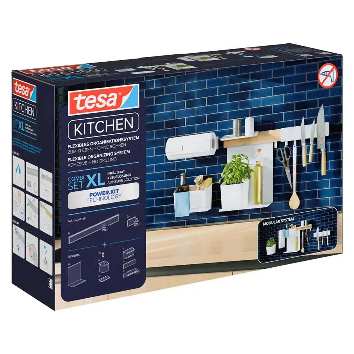 Kit combi XL, 9 pièces, blanc - Tesa