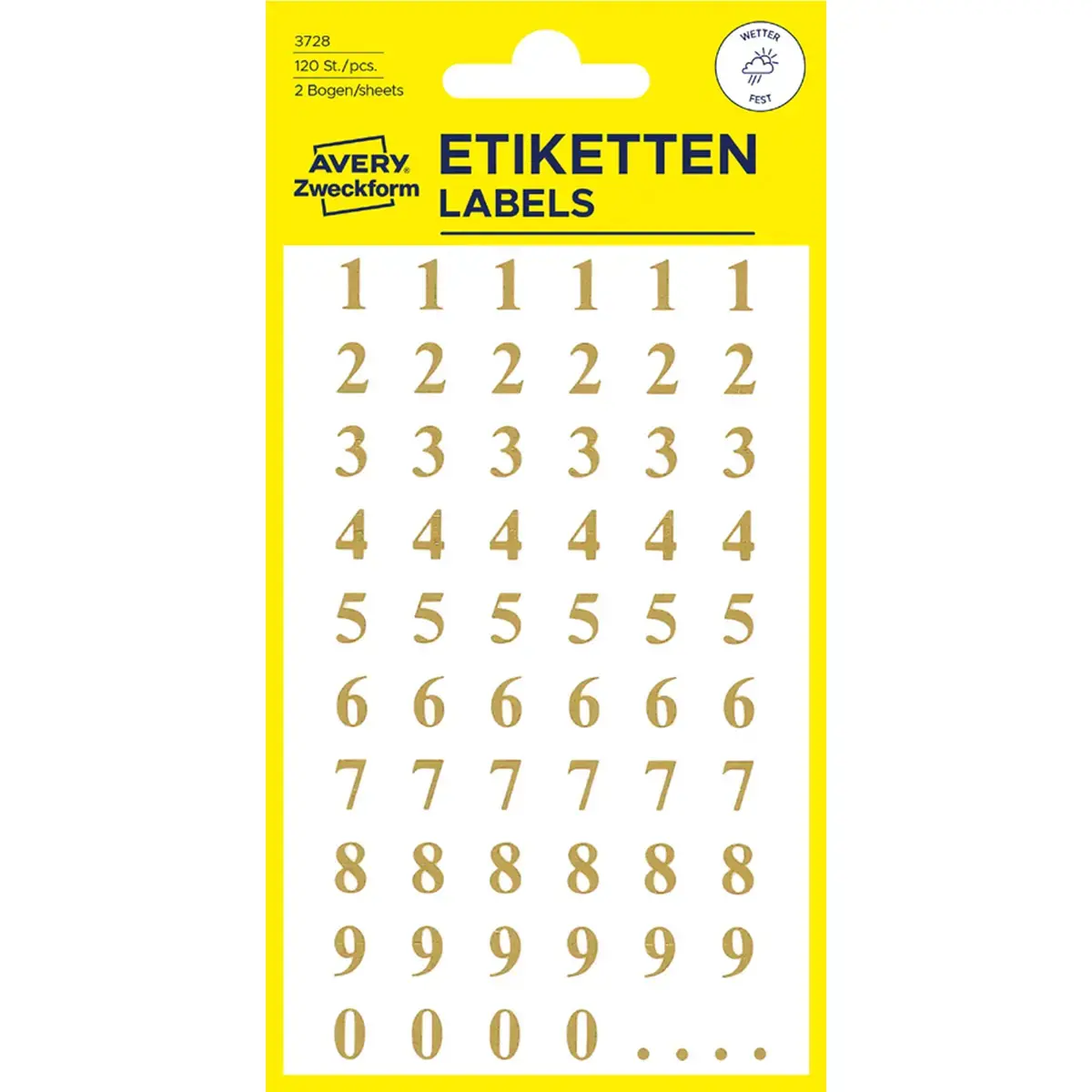 Stickers, chiffres, or - Avery Zweckform