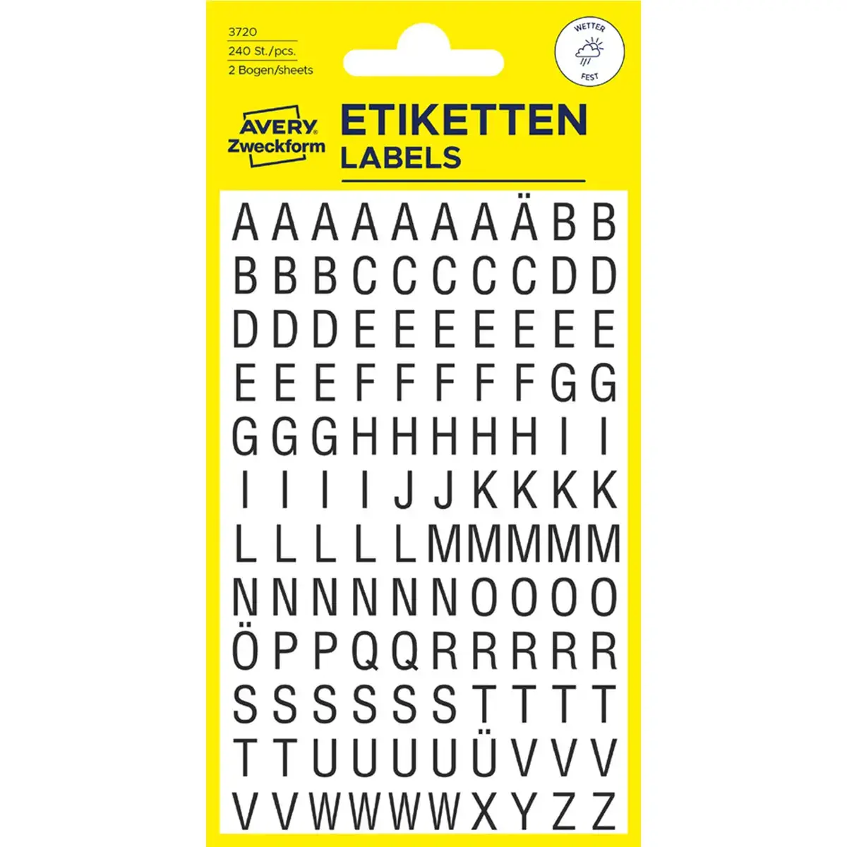 Stickers de lettres, lettres A-Z, noir - Avery Zweckform