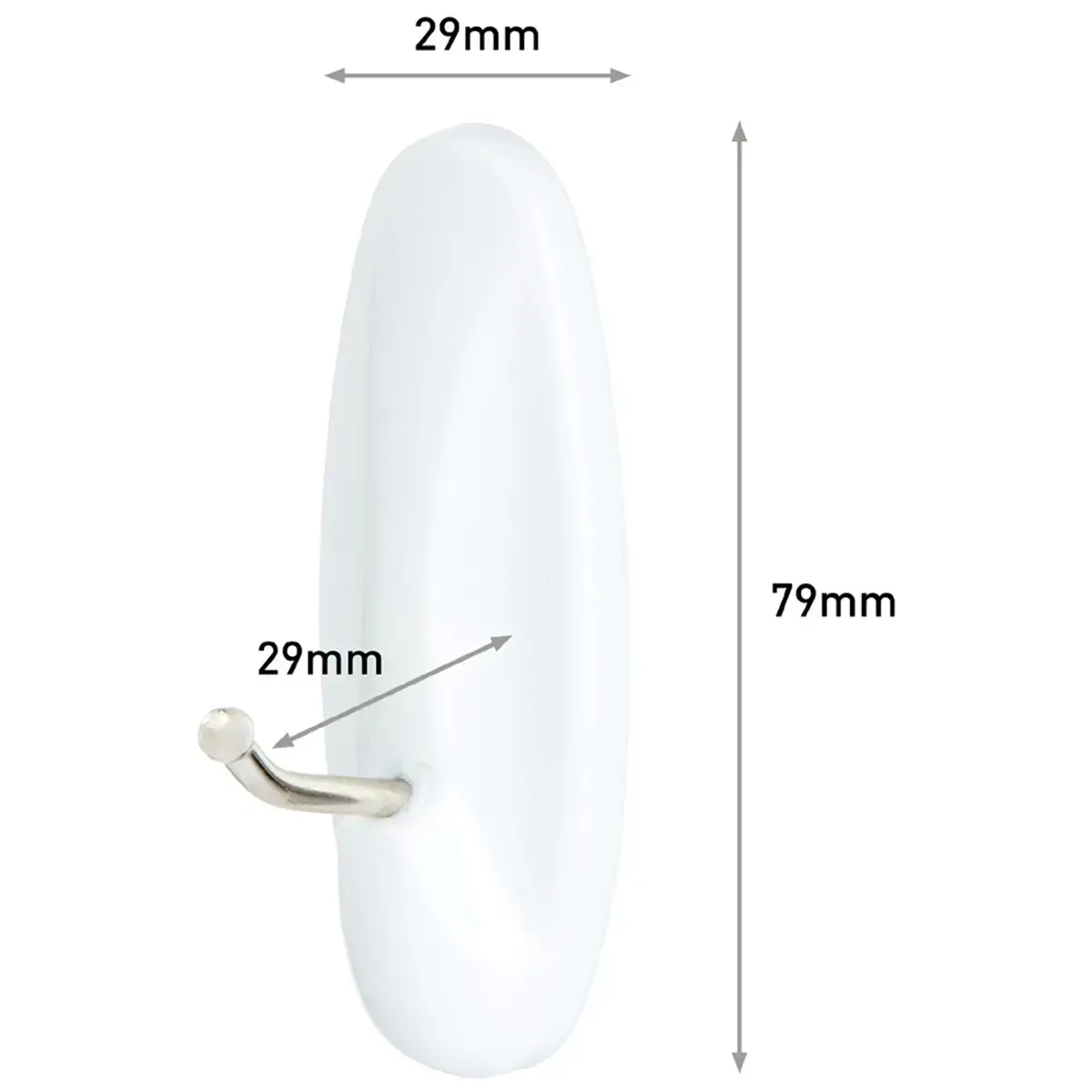 Crochet avec pointe en métal, blanc, taille: M - Command