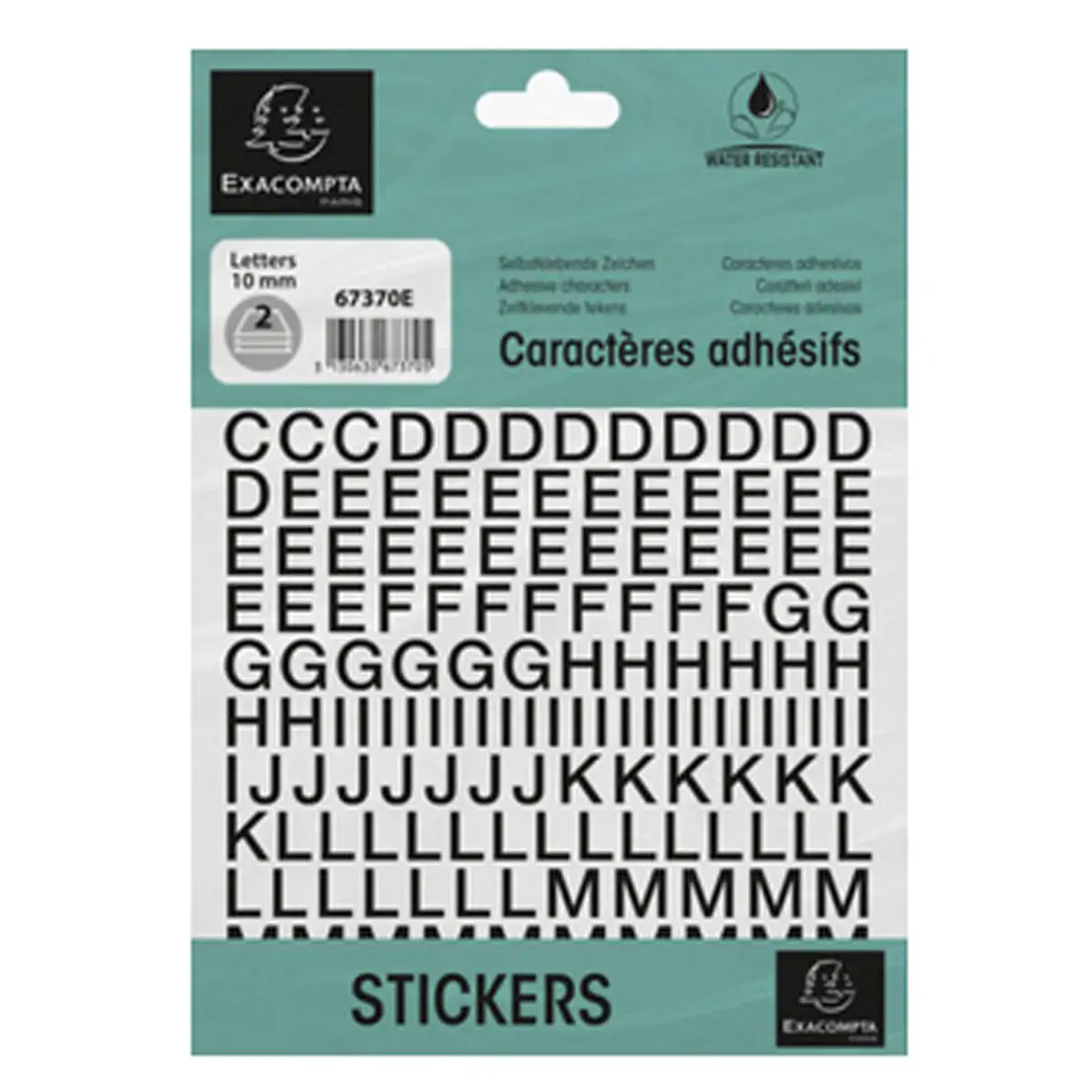 Lettres auto-adhésives A-Z - 40 mm - Noir - Exacompta