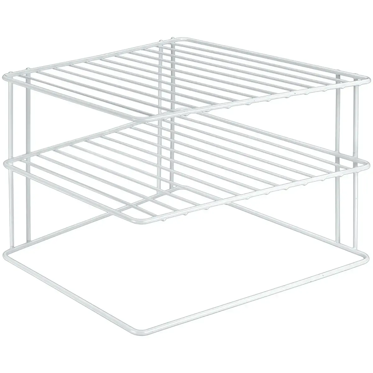 Étagère d'angle Silos, 2 niveaux, blanc - Metaltex