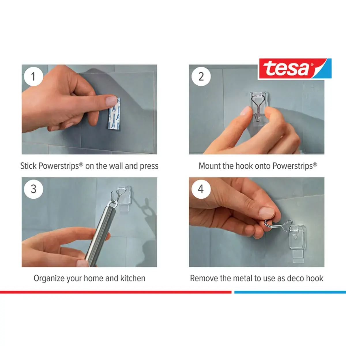 Crochet Powerstrips WIRED HOOK SMALL, transparent - Tesa 