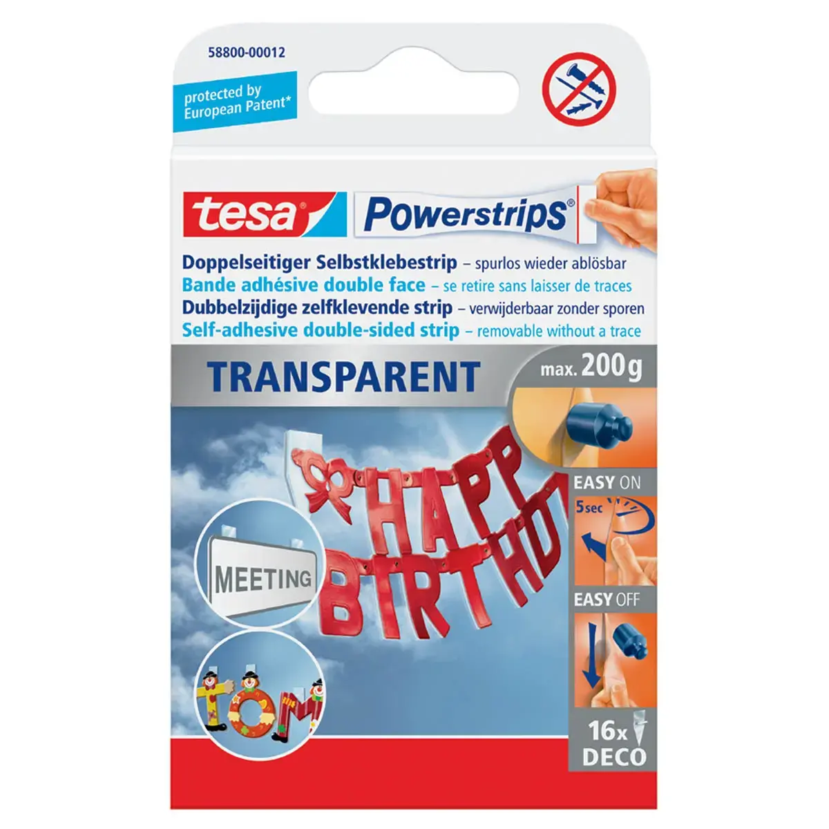 Solution de fixation, maxi 0,2 kg, transparent - Tesa 