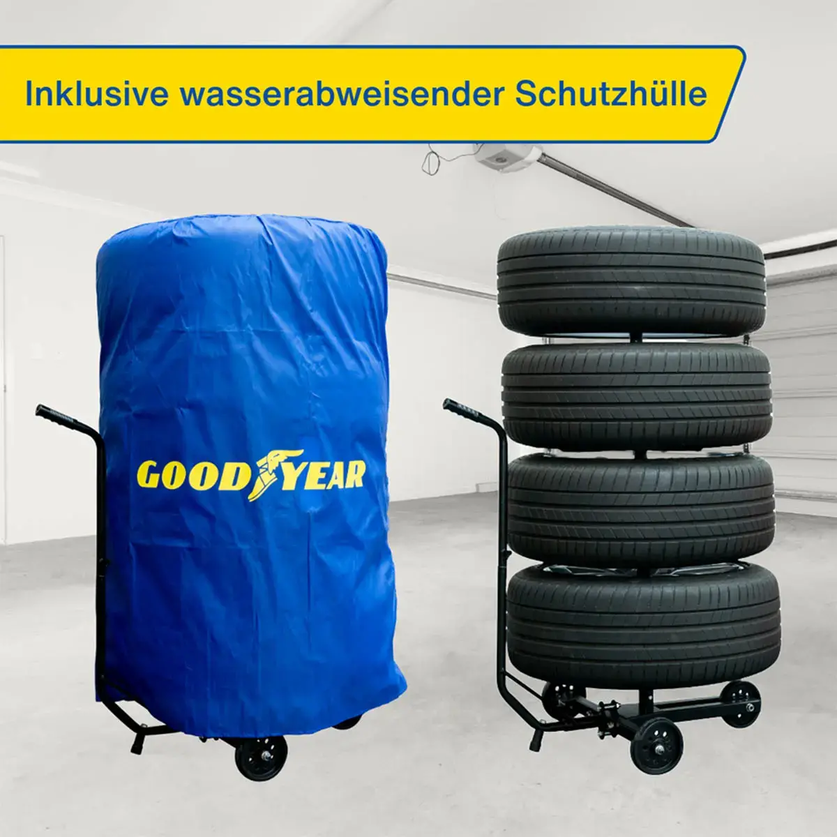 Support de rangement mobile pour 4 pneus/roues - Goodyear 