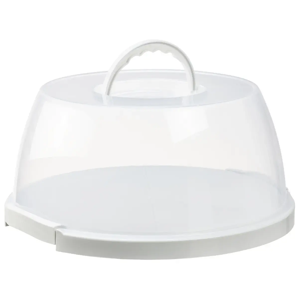 Plat & cloche &agrave; g&acirc;teau, rond, transparent/blanc - Plast Team 