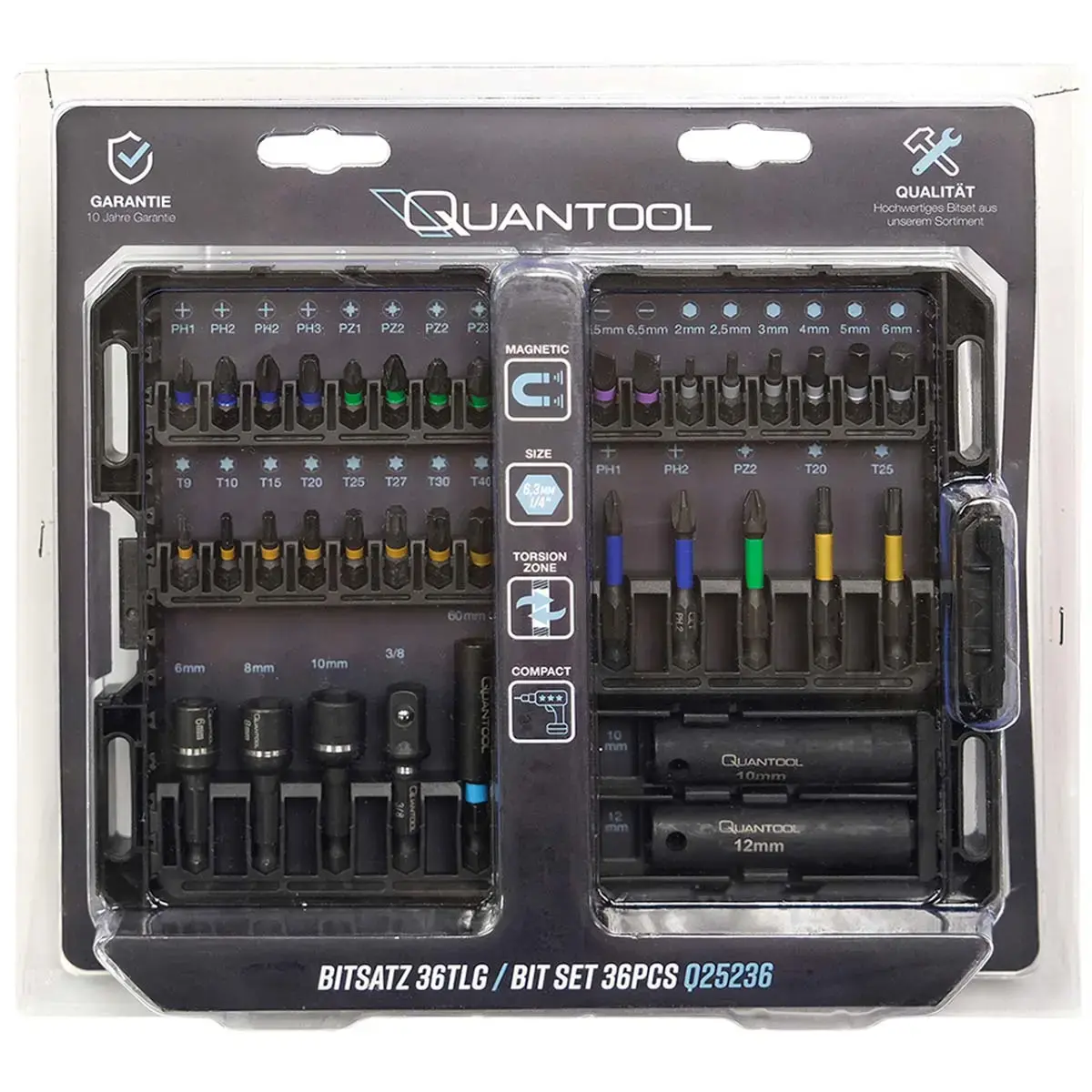 Jeu d'embouts, 36 pièces, dans une boîte plastique - Quantool