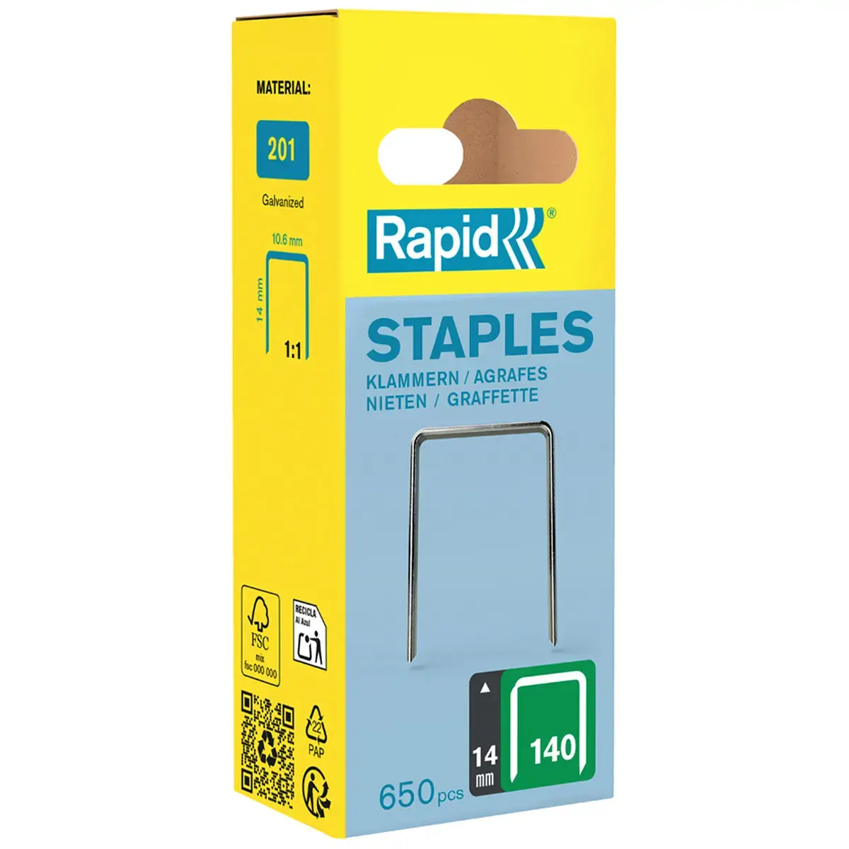 Agrafes fil plat n140, 14 mm, petit paquet - Rapid Tools