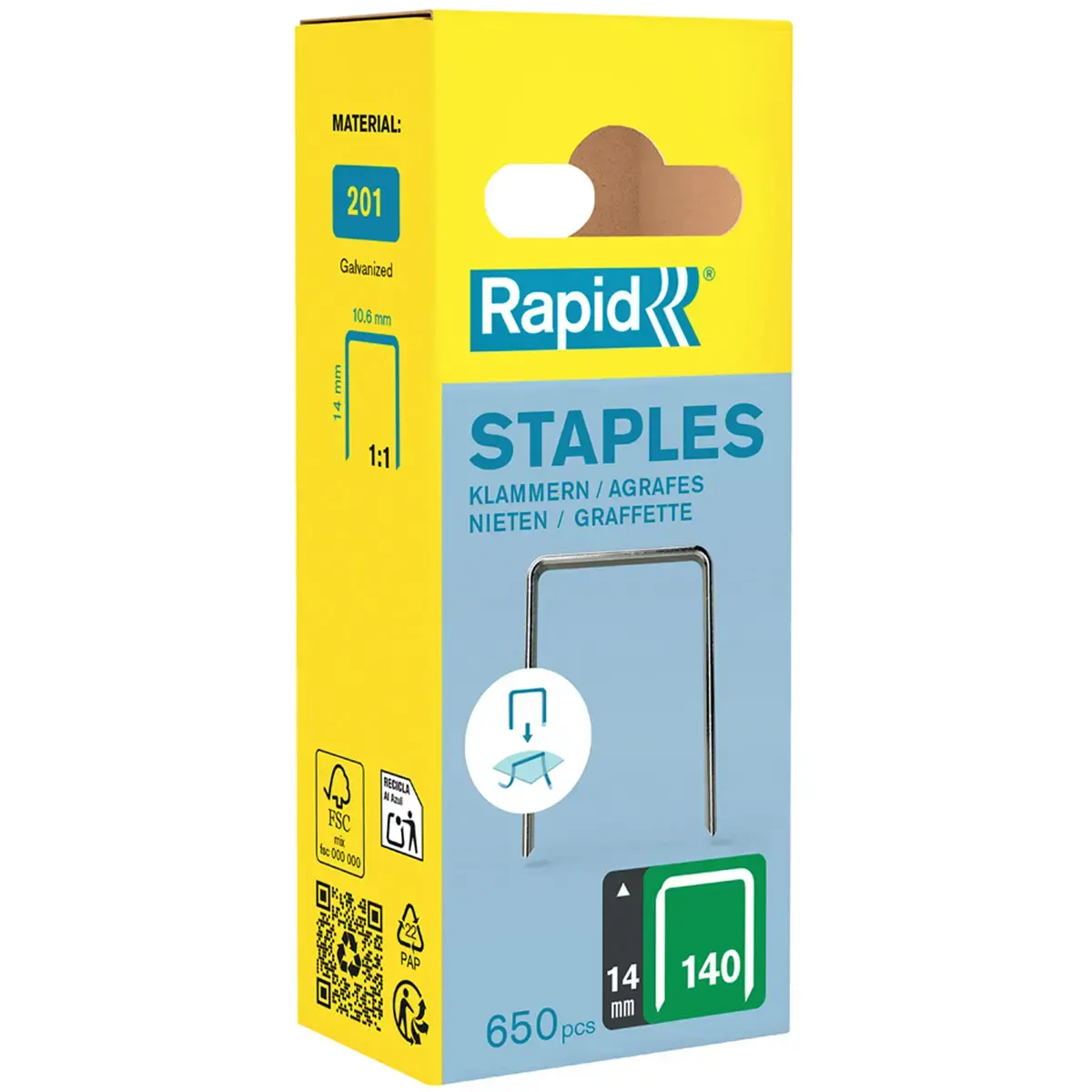 Agrafes fil plat n140, 14 mm, petit paquet - Rapid Tools