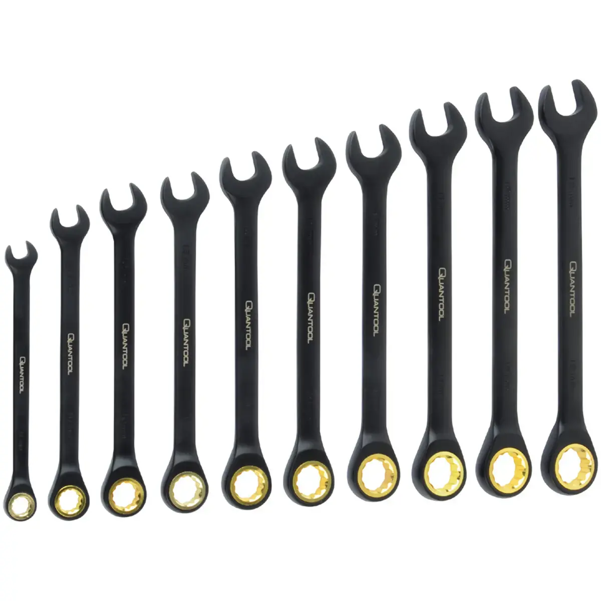 Jeu de clés mixtes à fourche à cliquet, 10 pièces - Quantool