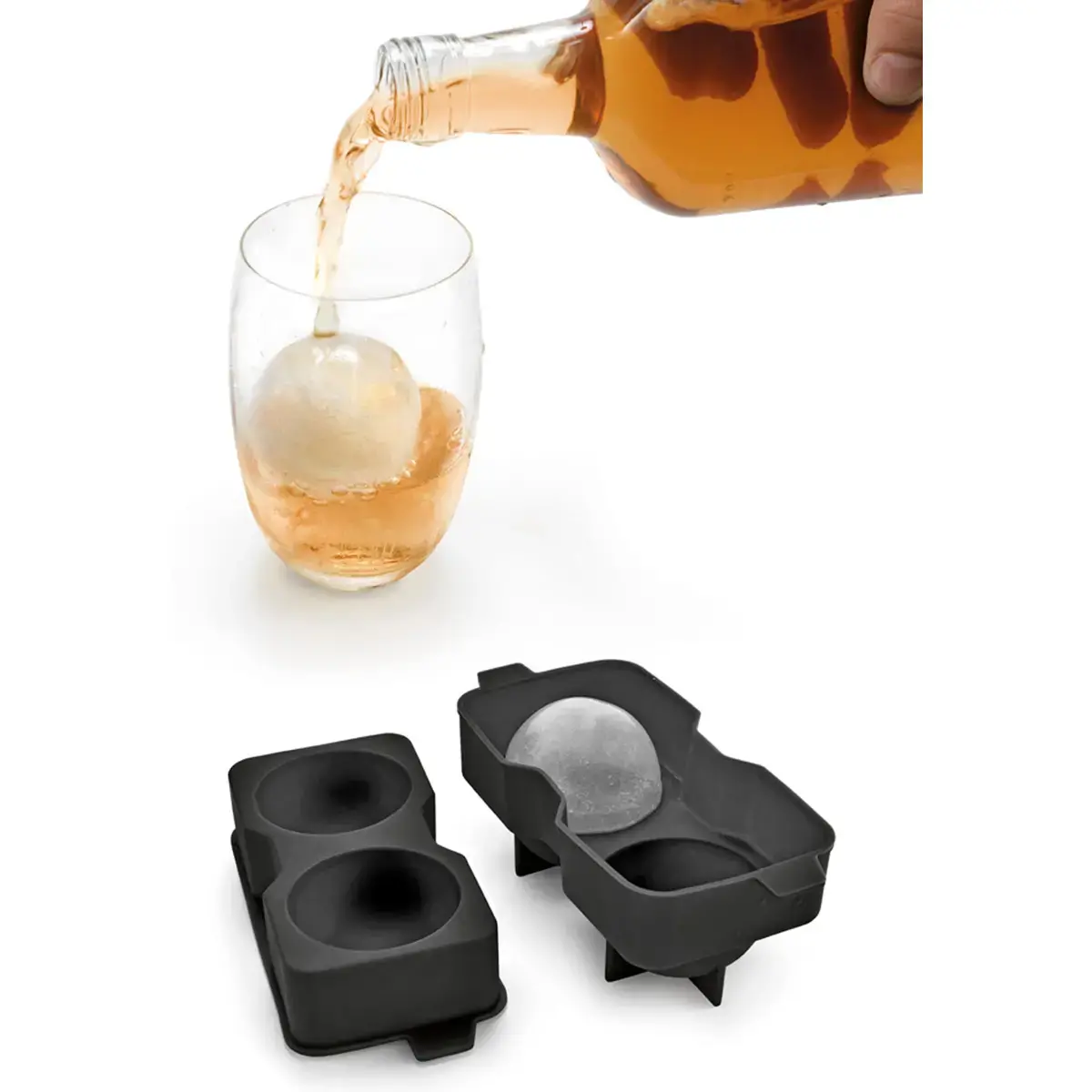Bac à glaçons, en silicone, pour 2 glaçons, noir - Metaltex
