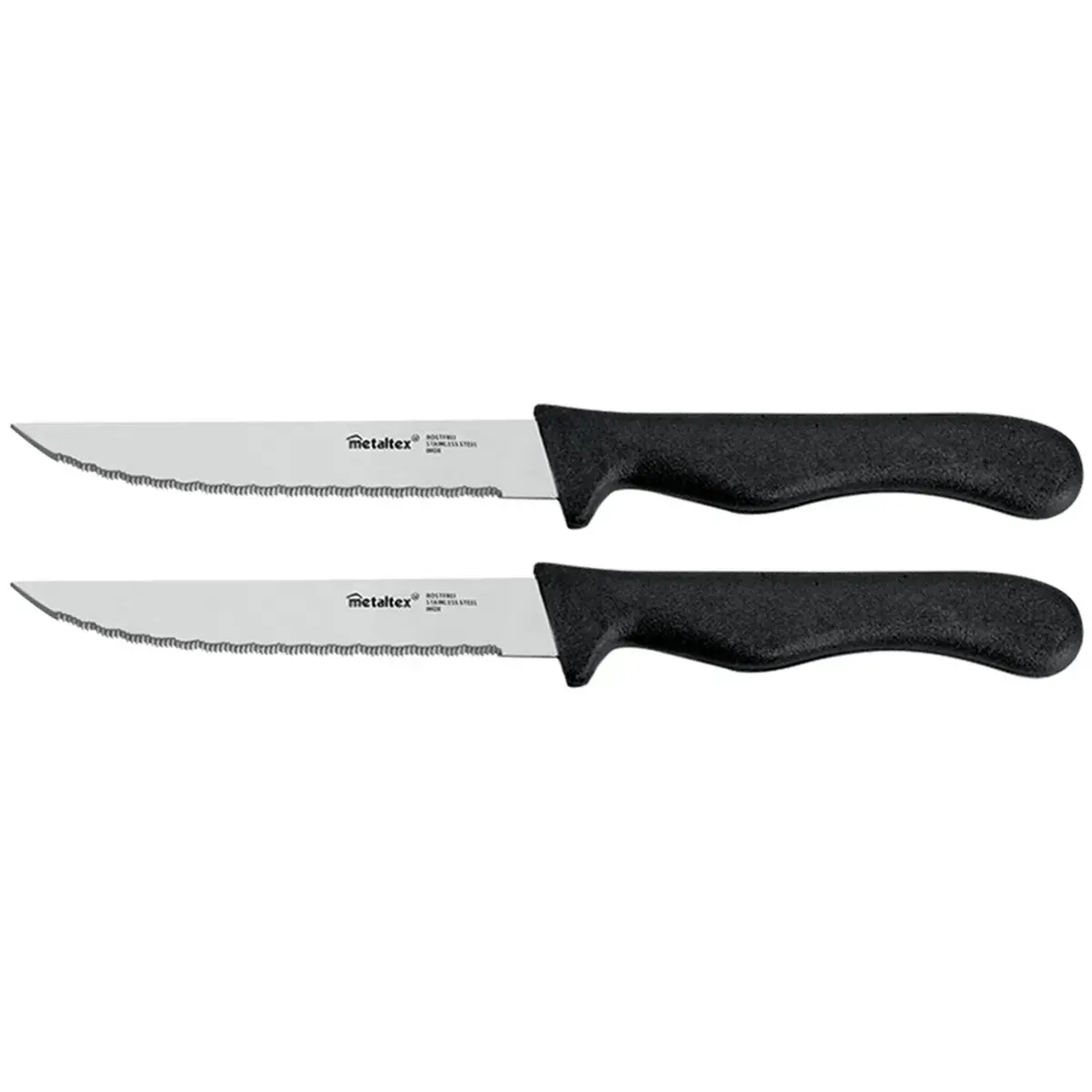 2 Couteaux à steak/tomates Basic, noir - Metaltex