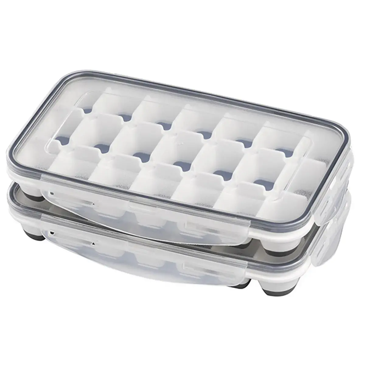 Bac à glaçons avec couvercle, transparent / gris - APS