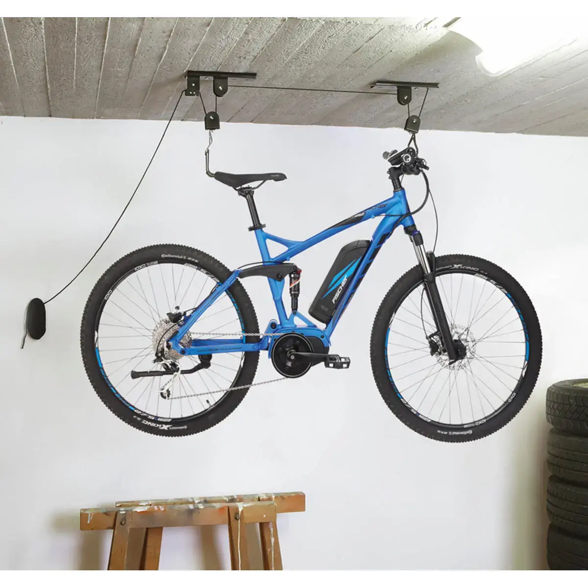 FISCHER Porte-vélo élévateur PLUS, capacité: 30 kg, noir