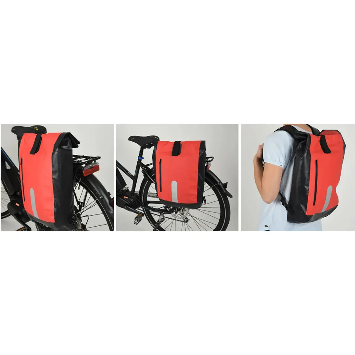 FISCHER Sacoche de v&eacute;lo, imperm&eacute;able, rouge / noir 