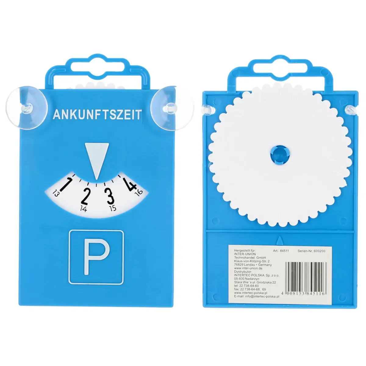 uniTEC Disque de stationnement avec ventouses, bleu
