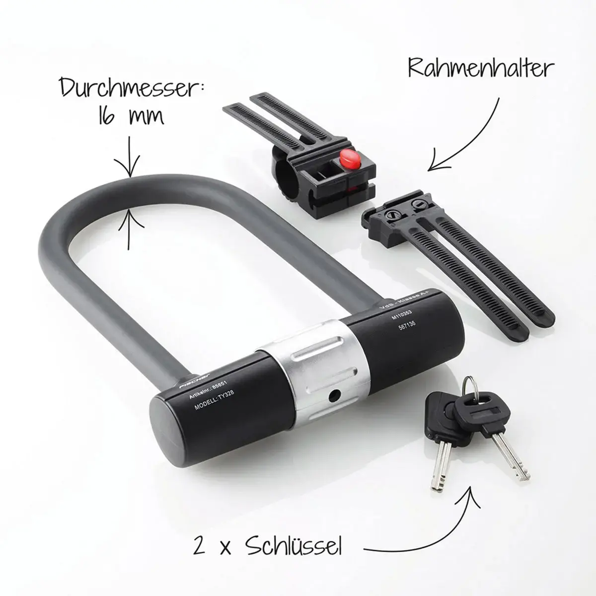 FISCHER Antivol en U avec support, longueur: 190 mm 