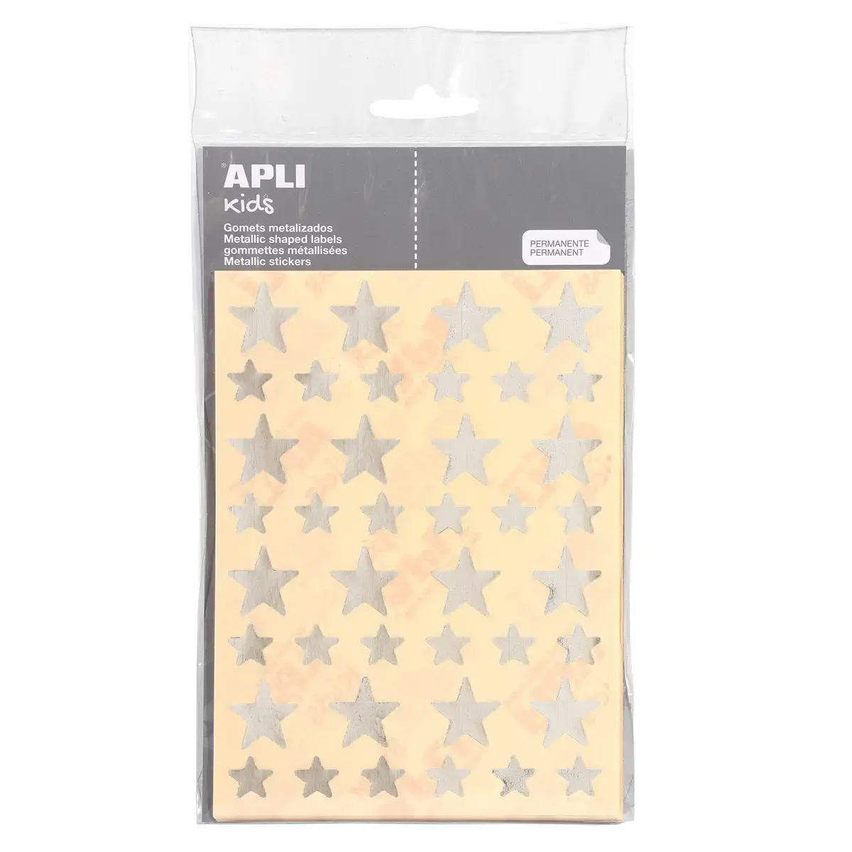 Gommettes &eacute;toiles argent 17 feuilles - Apli 