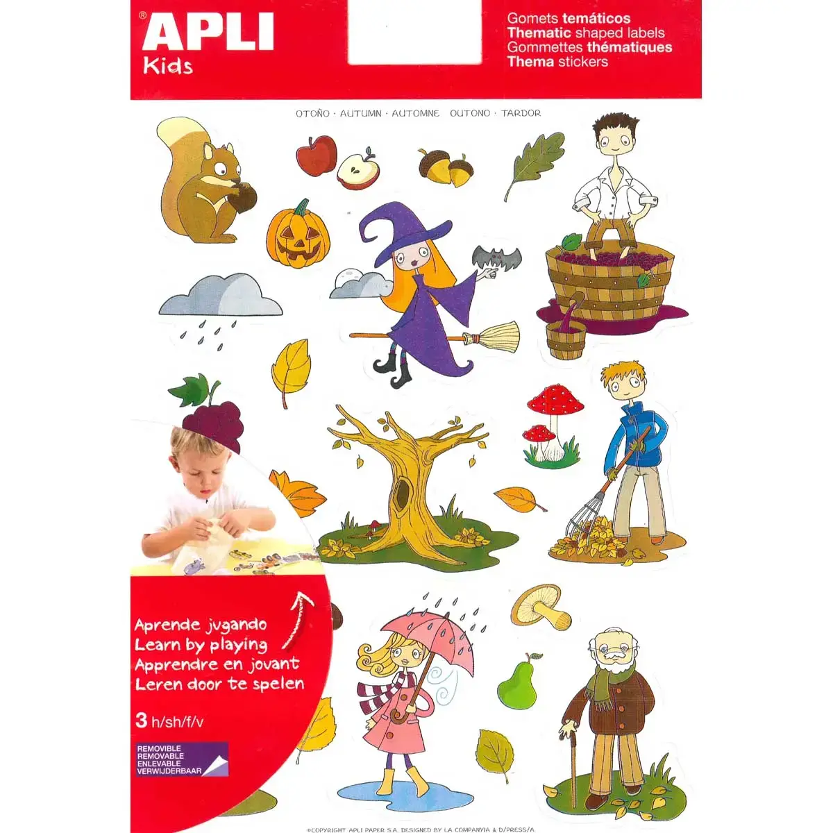 Gommettes thématiques L’Automne 3 feuilles - Apli