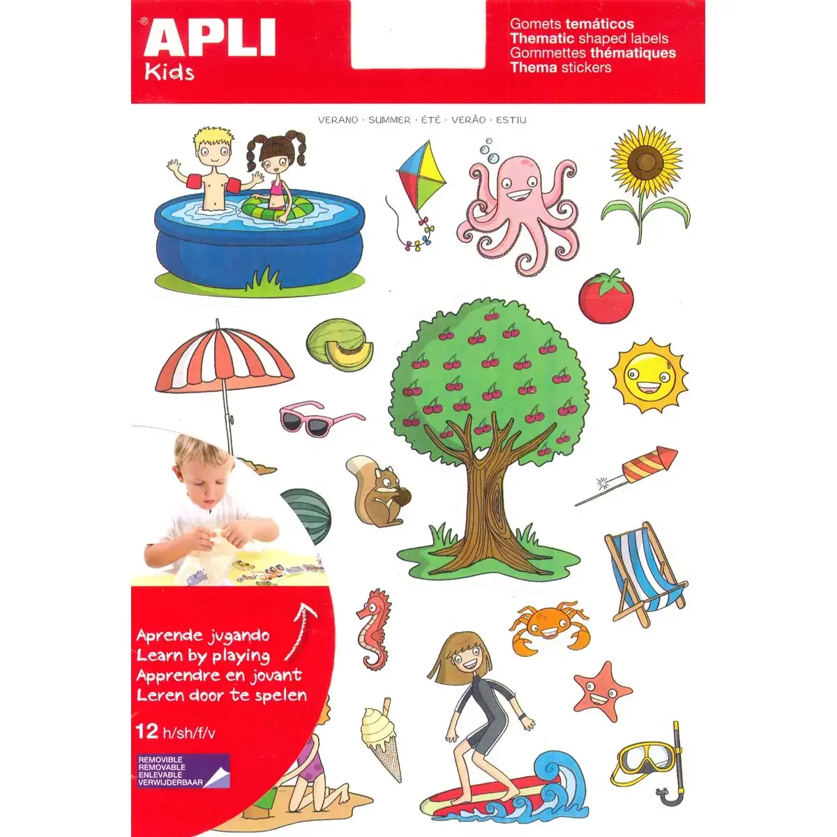 Gommettes thématiques L’Été 12 feuilles - Apli