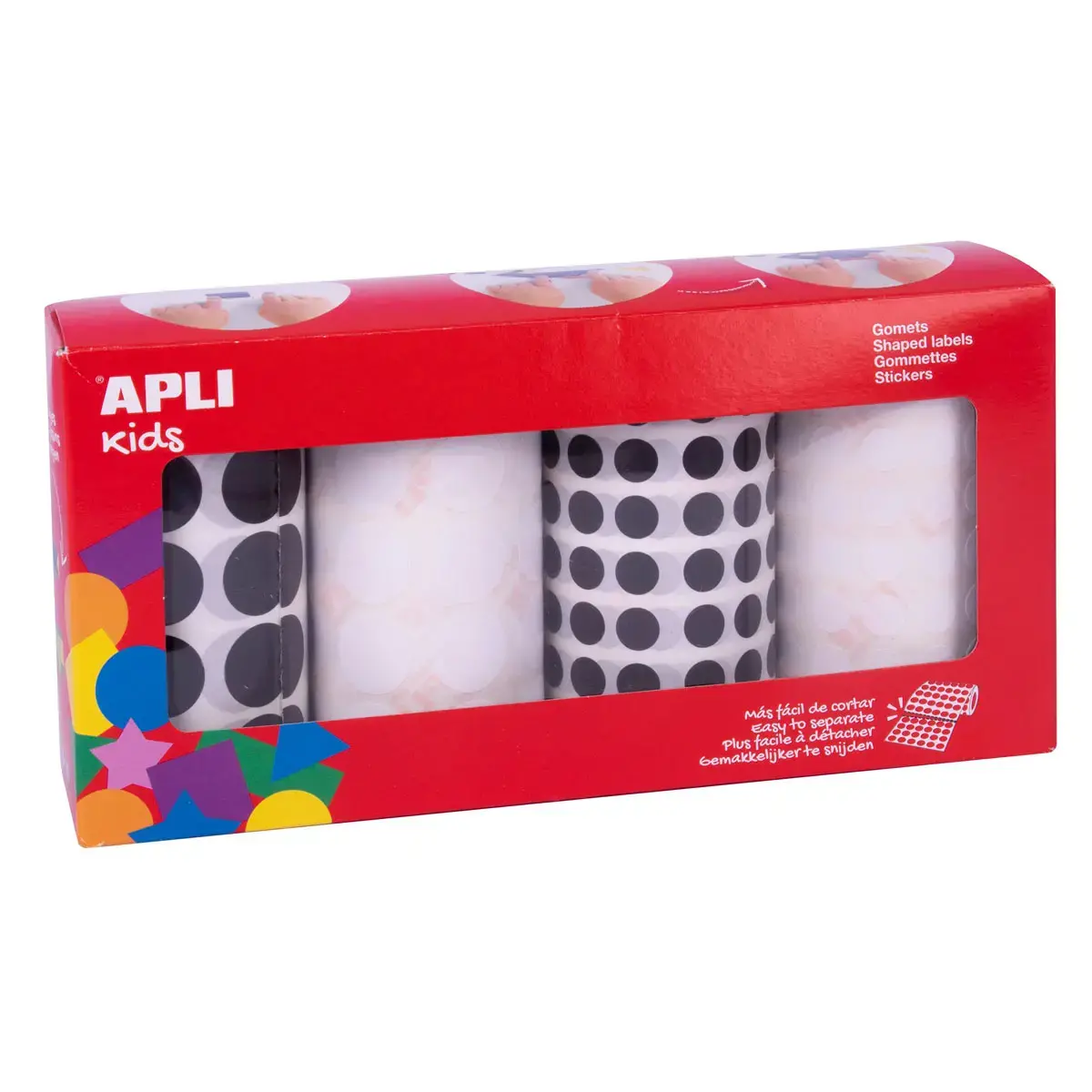 Gommettes rondes noir/blanc Ø 20 et 10,5 mm - Apli