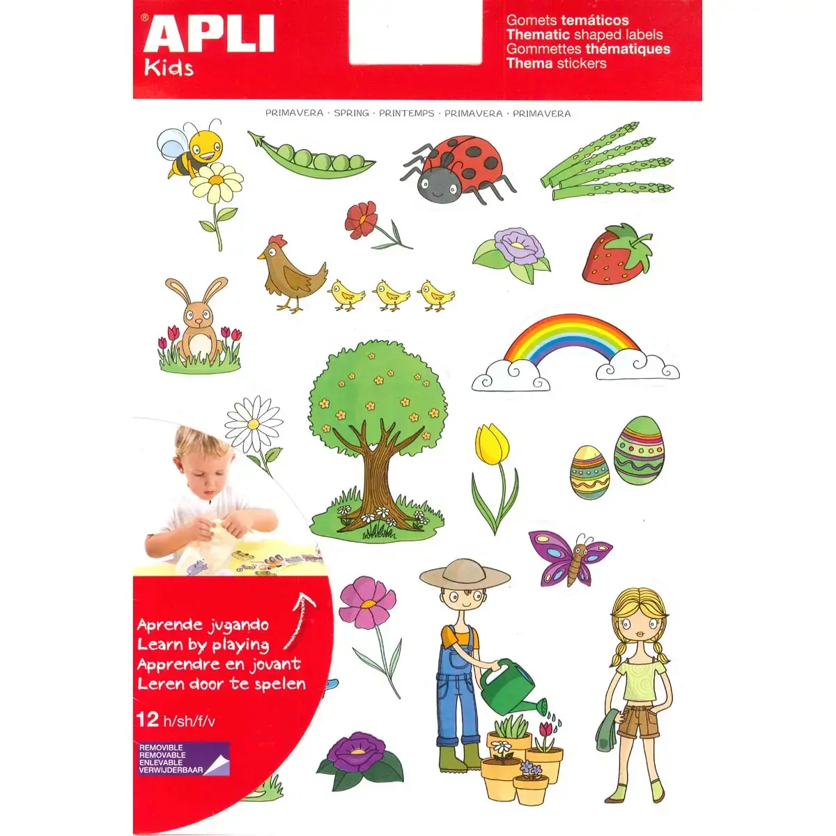 Gommettes thématiques Le Printemps 12 feuilles - Apli