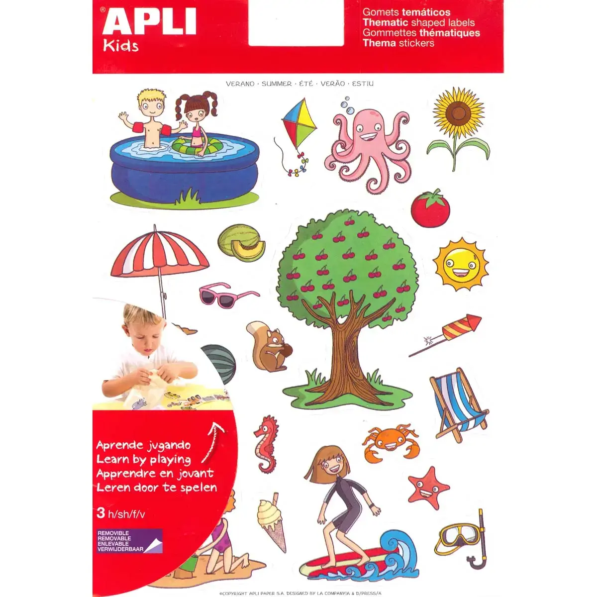 Gommettes thématiques L’Été 3 feuilles - Apli