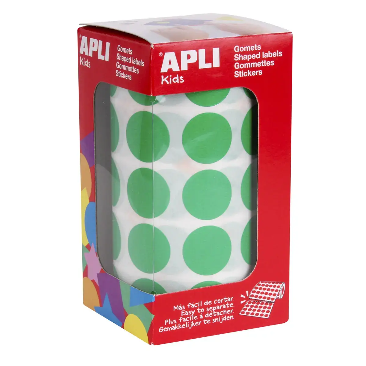 Rouleau gommettes rondes Ø 20 mm vert - Apli