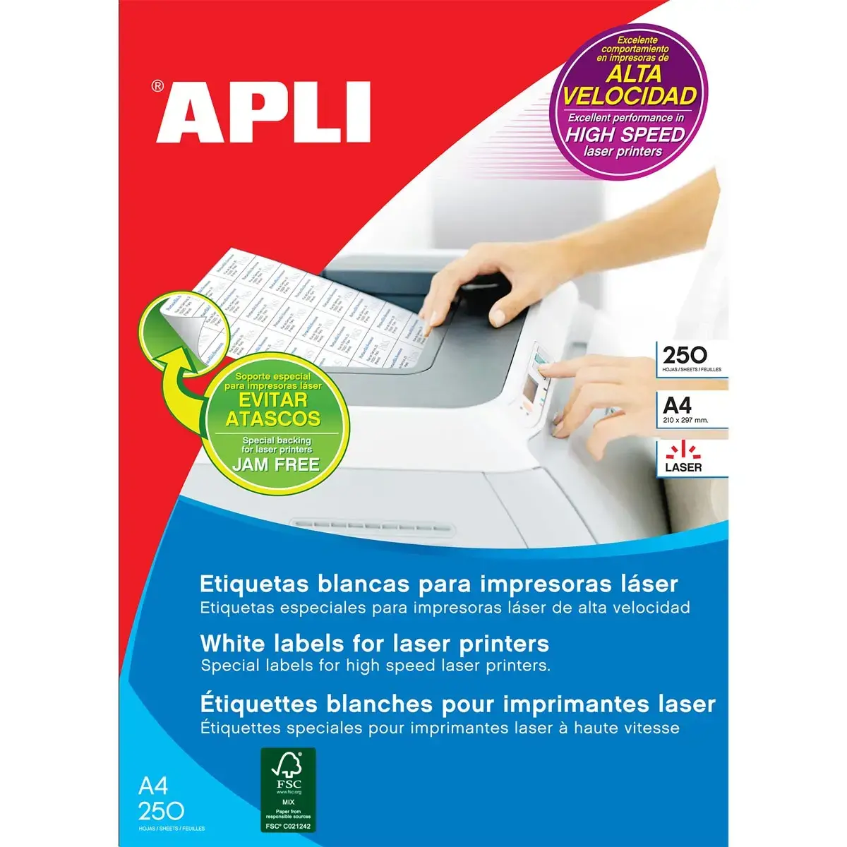 &Eacute;tiquettes blanches permanentes pour laser 105,0 x 42,4 mm 250 feuilles - Apli 