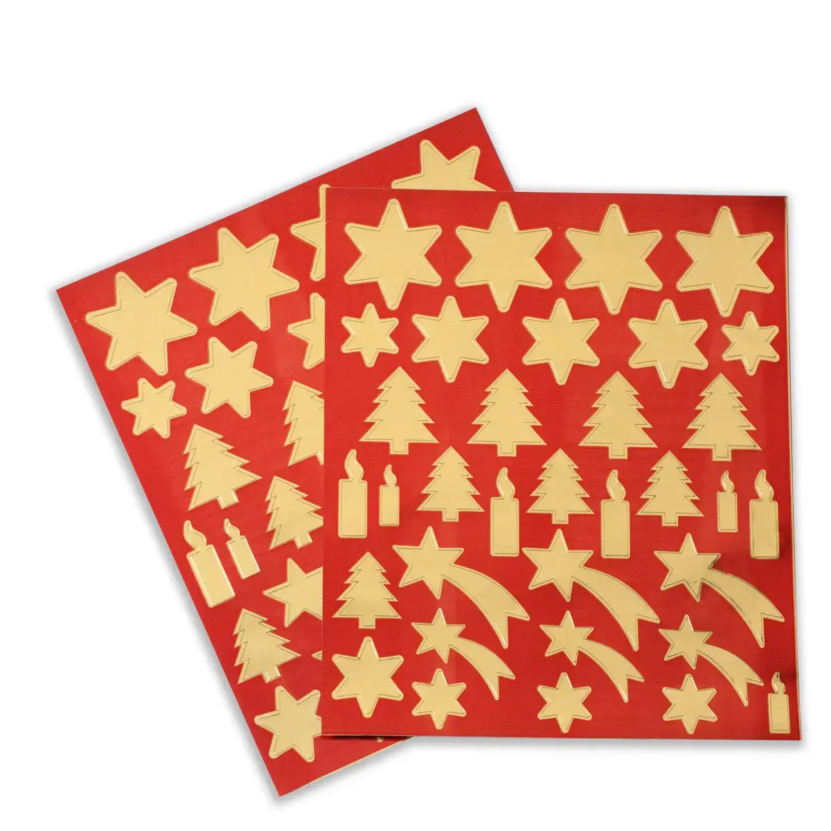 Gommettes or sur fond rouge 2 feuilles - Apli 