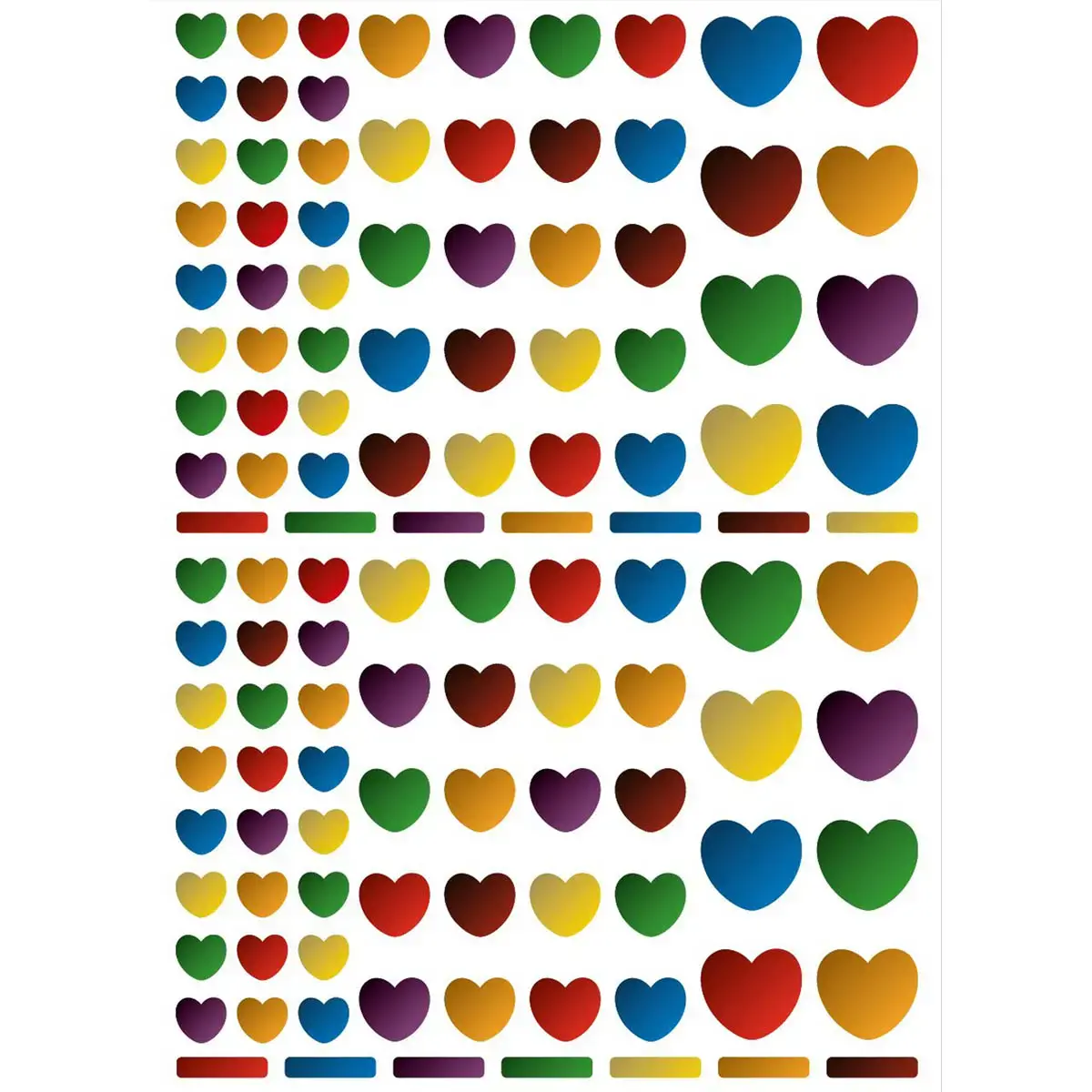 Sachet de gommettes c&oelig;urs m&eacute;tallis&eacute;es couleurs assorties 6 feuilles - Apli 