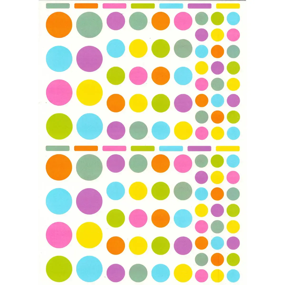 Gommettes rondes couleurs peps 6 feuilles - Apli