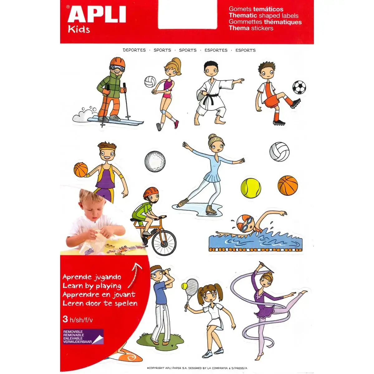 Gommettes th&eacute;matiques Les Sports 3 feuilles - Apli 