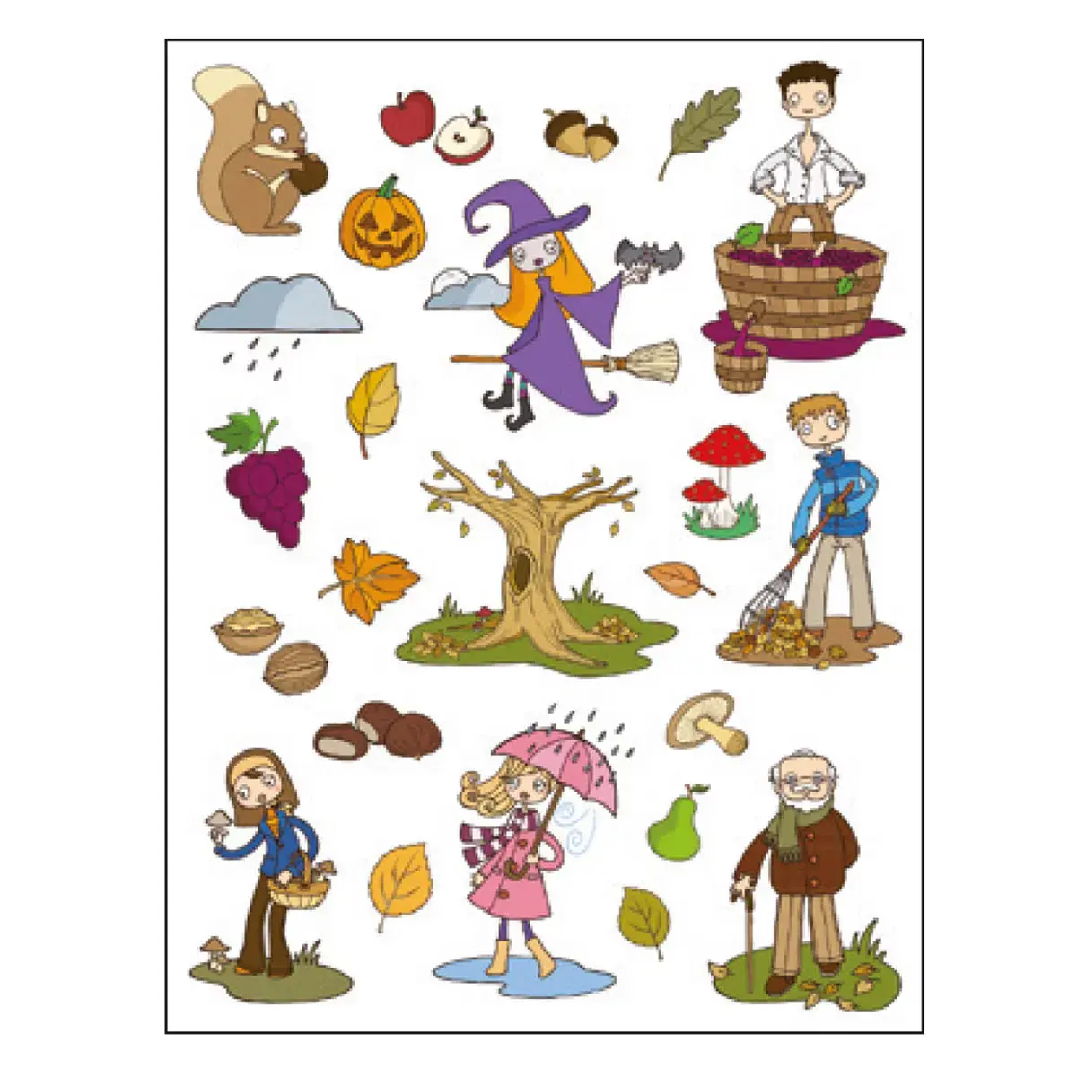 Gommettes th&eacute;matiques L&rsquo;Automne 12 feuilles - Apli 