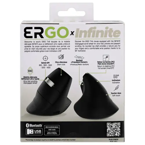 Draadloze oplaadbare verticale muis ERGO INFINITE