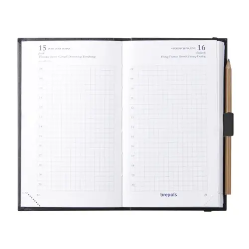 Dagagenda "Werfplaats" + potlood - Januari tot december - 8,5 x 14,5 cm - BREPOLS 