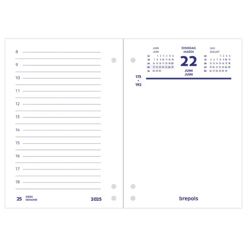 Tweetalige blokkalender FR/NL BREPOLS datum rechts - 8,4 x 12 cm