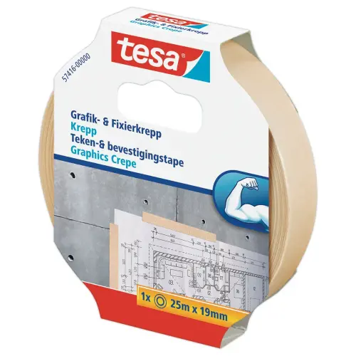 Fixeertape in crêpepapier TESA - speciaal art-grafiek -25mx19mm